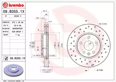 Тормозной диск (BREMBO: 09.B355.1X)