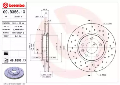 Тормозной диск (BREMBO: 09.B356.1X)