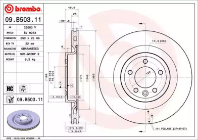 Тормозной диск (BREMBO: 09.B503.11)