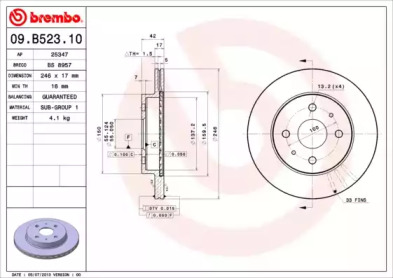 Тормозной диск (BREMBO: 09.B523.10)