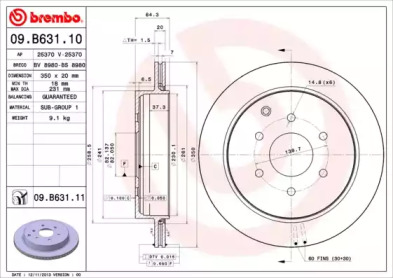 Тормозной диск (BREMBO: 09.B631.11)