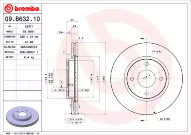 Тормозной диск (BREMBO: 09.B632.10)