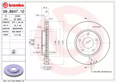 Тормозной диск (BREMBO: 09.B647.10)