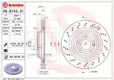 Тормозной диск (BREMBO: 09.B743.51)