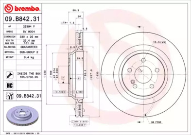 Тормозной диск (BREMBO: 09.B842.31)