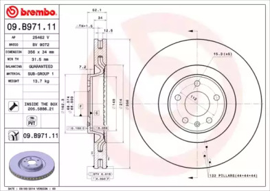 Тормозной диск (BREMBO: 09.B971.11)