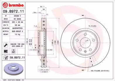 Тормозной диск (BREMBO: 09.B972.11)