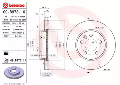 Тормозной диск (BREMBO: 09.B973.10)