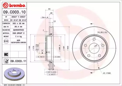 Тормозной диск (BREMBO: 09.C003.11)