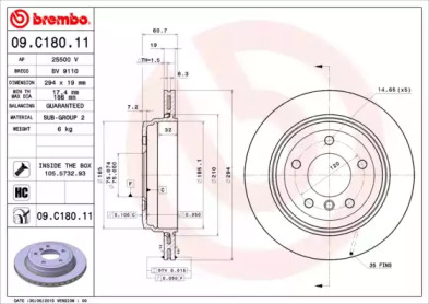 Тормозной диск (BREMBO: 09.C180.11)