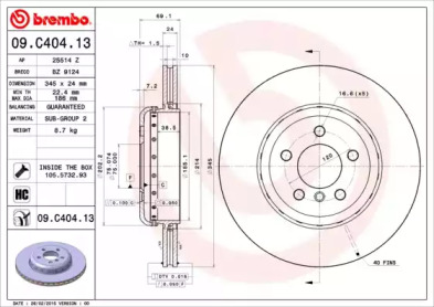 Тормозной диск (BREMBO: 09.C404.13)