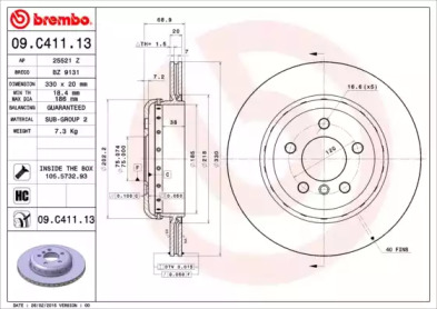 Тормозной диск (BREMBO: 09.C411.13)