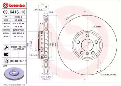 Тормозной диск (BREMBO: 09.C416.13)