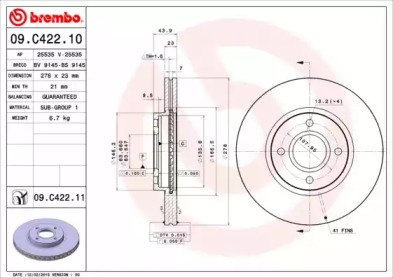 Тормозной диск (BREMBO: 09.C422.11)