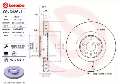 Тормозной диск (BREMBO: 09.C426.11)