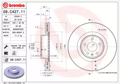 Тормозной диск (BREMBO: 09.C427.11)