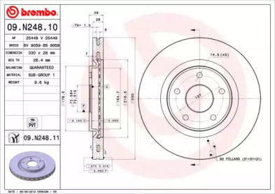 Тормозной диск (BREMBO: 09.N248.11)