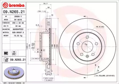 Тормозной диск (BREMBO: 09.N265.21)