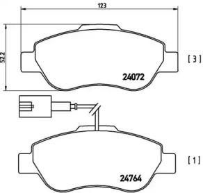 Комплект тормозных колодок (BREMBO: P 23 107)