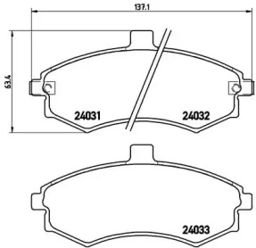 Комплект тормозных колодок (BREMBO: P 30 020)