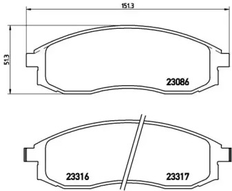 Комплект тормозных колодок (BREMBO: P 54 032)