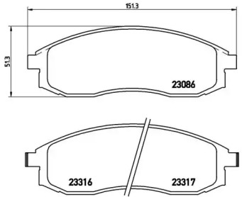 Комплект тормозных колодок (BREMBO: P 54 037)