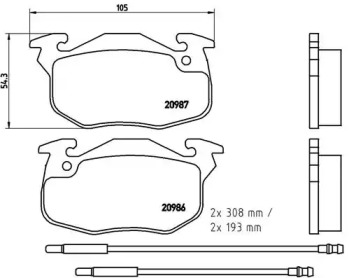 Комплект тормозных колодок (BREMBO: P 61 044)