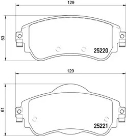 Комплект тормозных колодок (BREMBO: P 61 105)