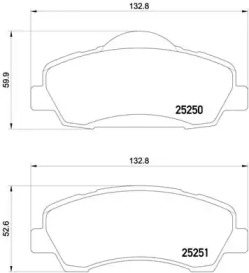 Комплект тормозных колодок (BREMBO: P 61 113)