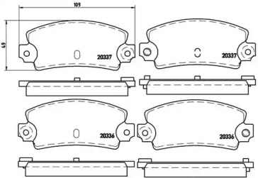 Комплект тормозных колодок (BREMBO: P 68 002)