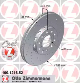 Тормозной диск (ZIMMERMANN: 100.1216.52)