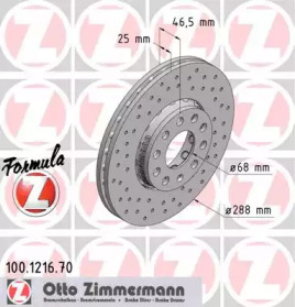 Тормозной диск (ZIMMERMANN: 100.1216.70)