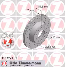 Тормозной диск (ZIMMERMANN: 100.1227.52)