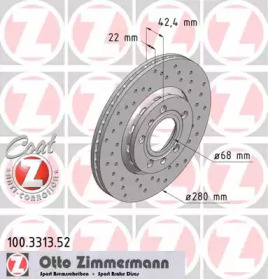 Тормозной диск (ZIMMERMANN: 100.3313.52)