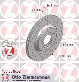 Тормозной диск (ZIMMERMANN: 100.3316.52)