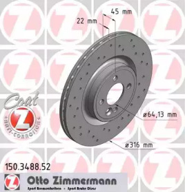 Тормозной диск (ZIMMERMANN: 150.3488.52)