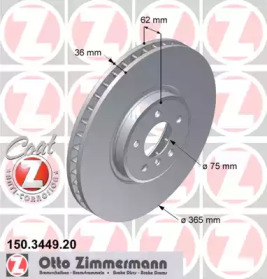 Тормозной диск (ZIMMERMANN: 150.3449.20)