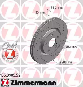 Тормозной диск (ZIMMERMANN: 155.3905.52)