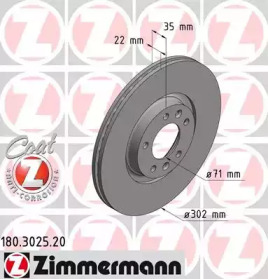 Тормозной диск (ZIMMERMANN: 180.3025.20)