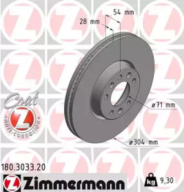 Тормозной диск (ZIMMERMANN: 180.3033.20)