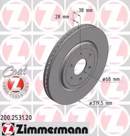 Тормозной диск (ZIMMERMANN: 200.2531.20)