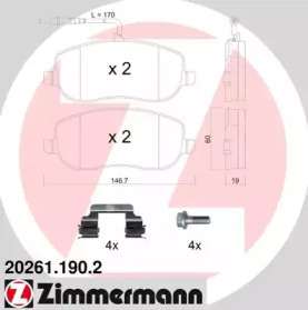 Комплект тормозных колодок (ZIMMERMANN: 20261.190.2)