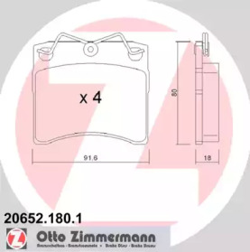 Комплект тормозных колодок (ZIMMERMANN: 20652.180.1)