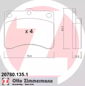 Комплект тормозных колодок (ZIMMERMANN: 20780.135.1)