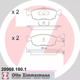 Комплект тормозных колодок (ZIMMERMANN: 20908.180.1)