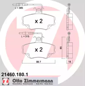 Комплект тормозных колодок (ZIMMERMANN: 21460.180.1)