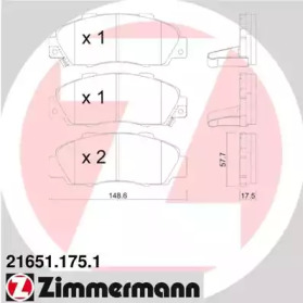 Комплект тормозных колодок (ZIMMERMANN: 21651.175.1)