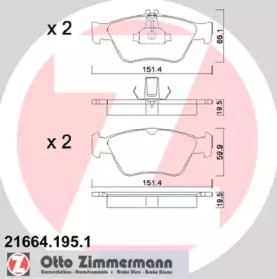 Комплект тормозных колодок (ZIMMERMANN: 21664.195.1)