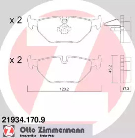 Комплект тормозных колодок (ZIMMERMANN: 21934.170.9)