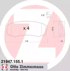 Комплект тормозных колодок (ZIMMERMANN: 21947.155.1)